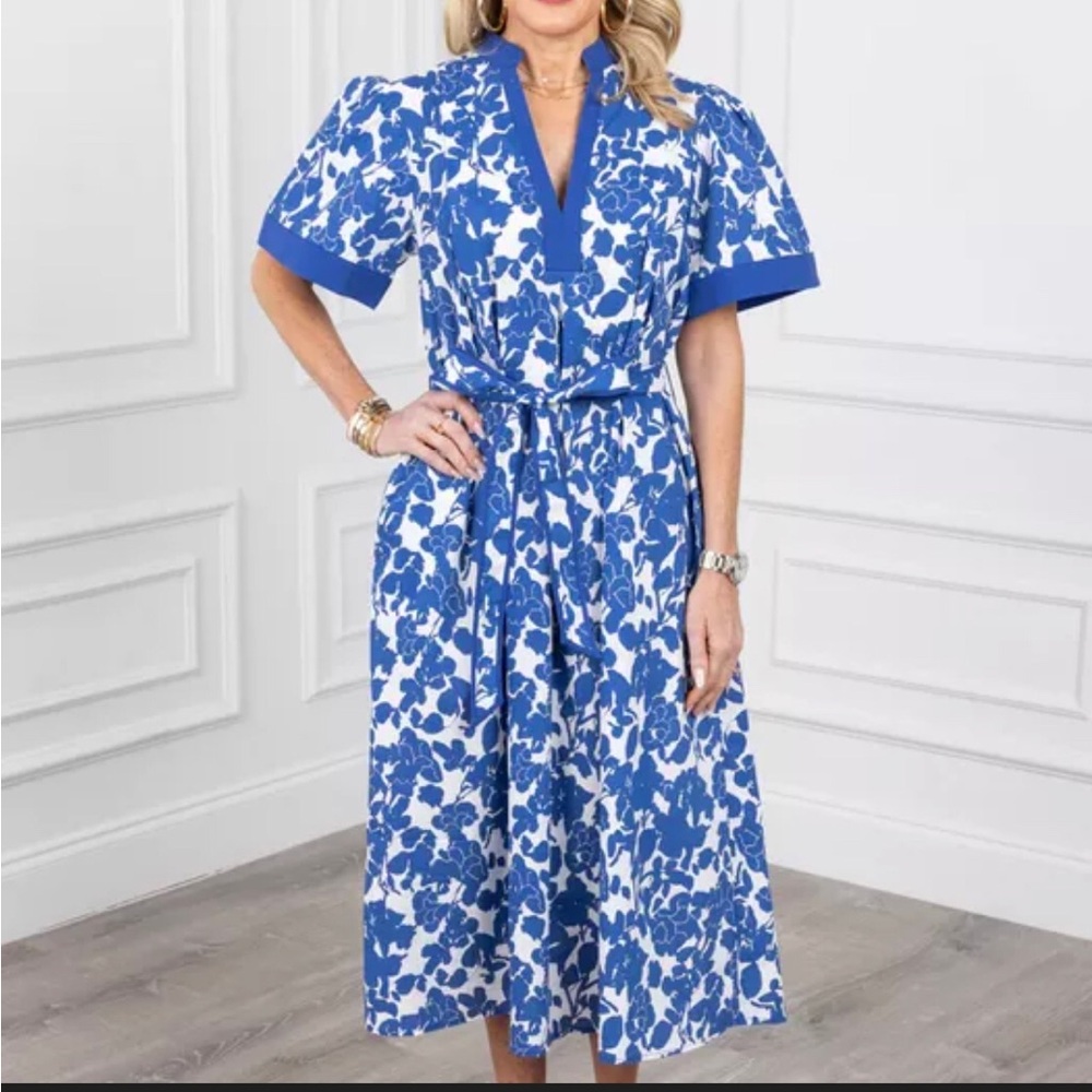 Pinch Blue and White Floral Midi Dress